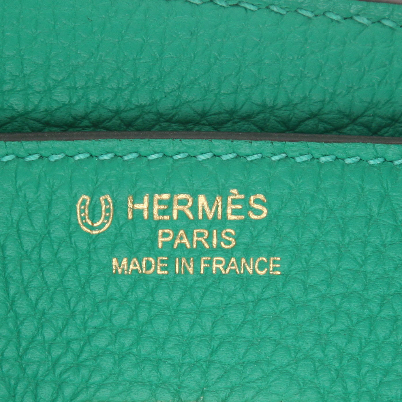 Sac à main Hermès  Birkin 35 cm en cuir togo Menthe - Detail D2