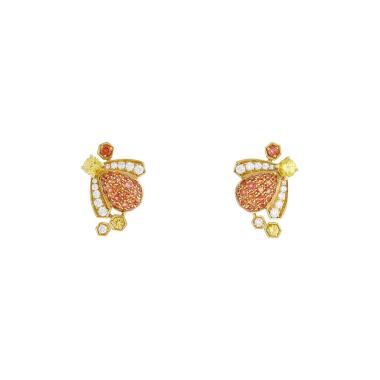 Chaumet Bee my Love earrings in yellow gold, diamonds and coloured sapphires