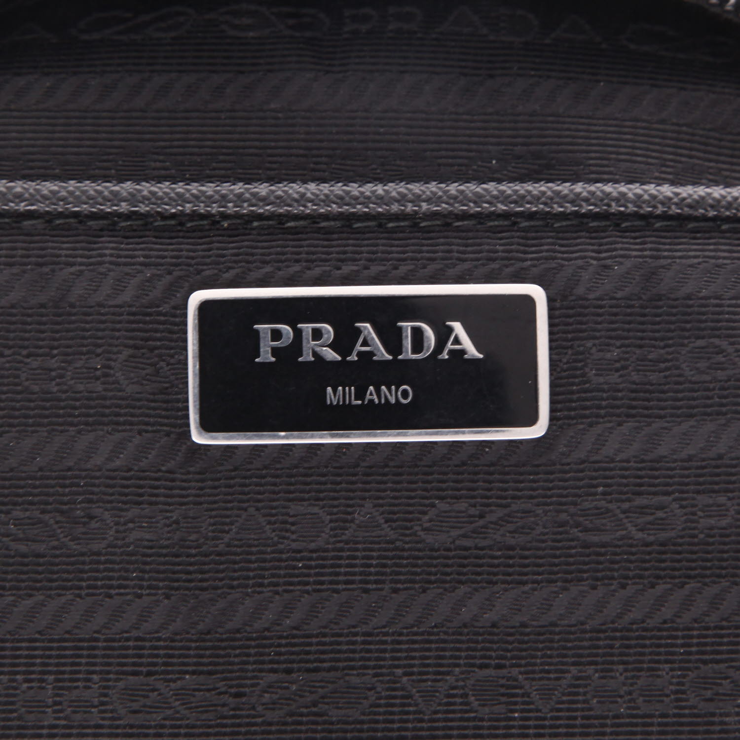 Bolso bandolera Prada  Nylon Messenger en lona negra y cuero negro - Detail D2