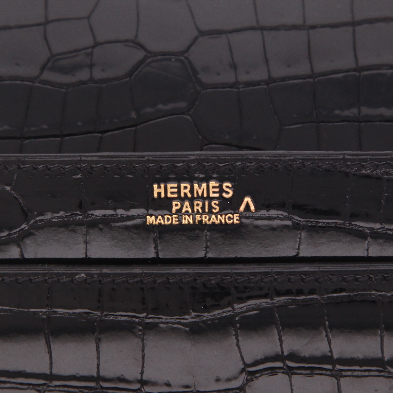 Bolsito de mano Hermès   en cocodrilo porosus negro - Detail D2