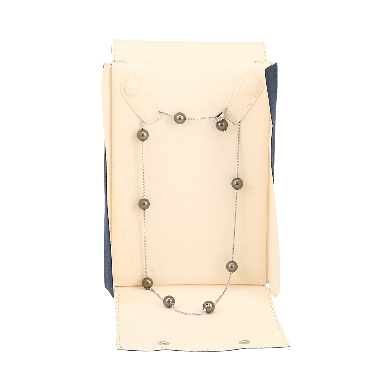 Mikimoto  necklace in white gold, Tahitian cultured pearls and diamonds - Detail D2