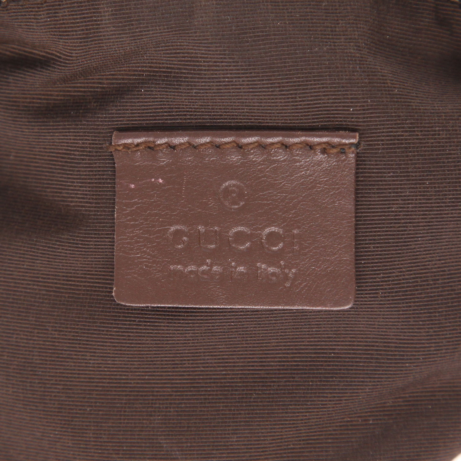 Borsa Gucci  Gucci Vintage in tela siglata beige e pelle marrone - Detail D2