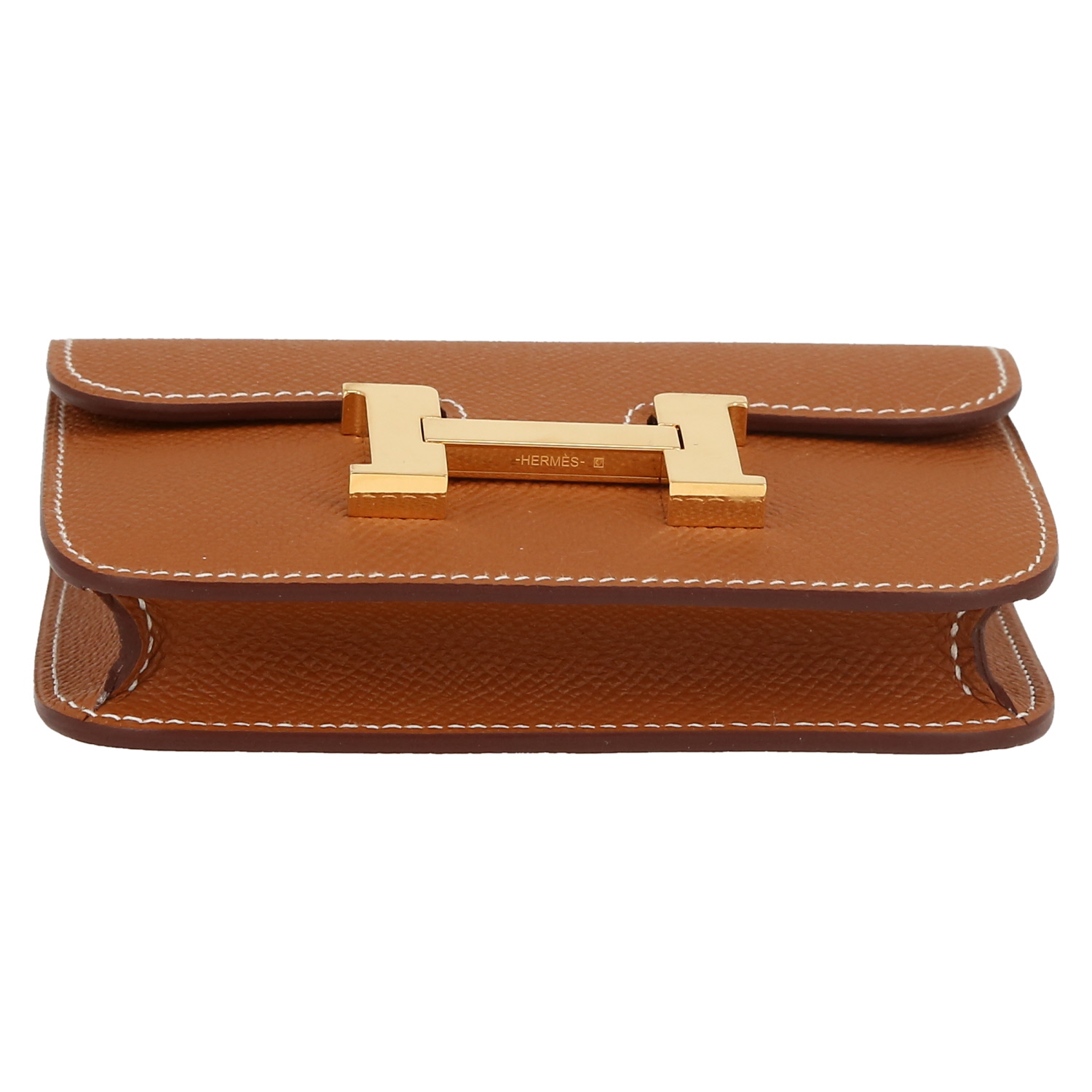 Porte-monnaie Hermès  Constance Slim en cuir epsom gold - Detail D1