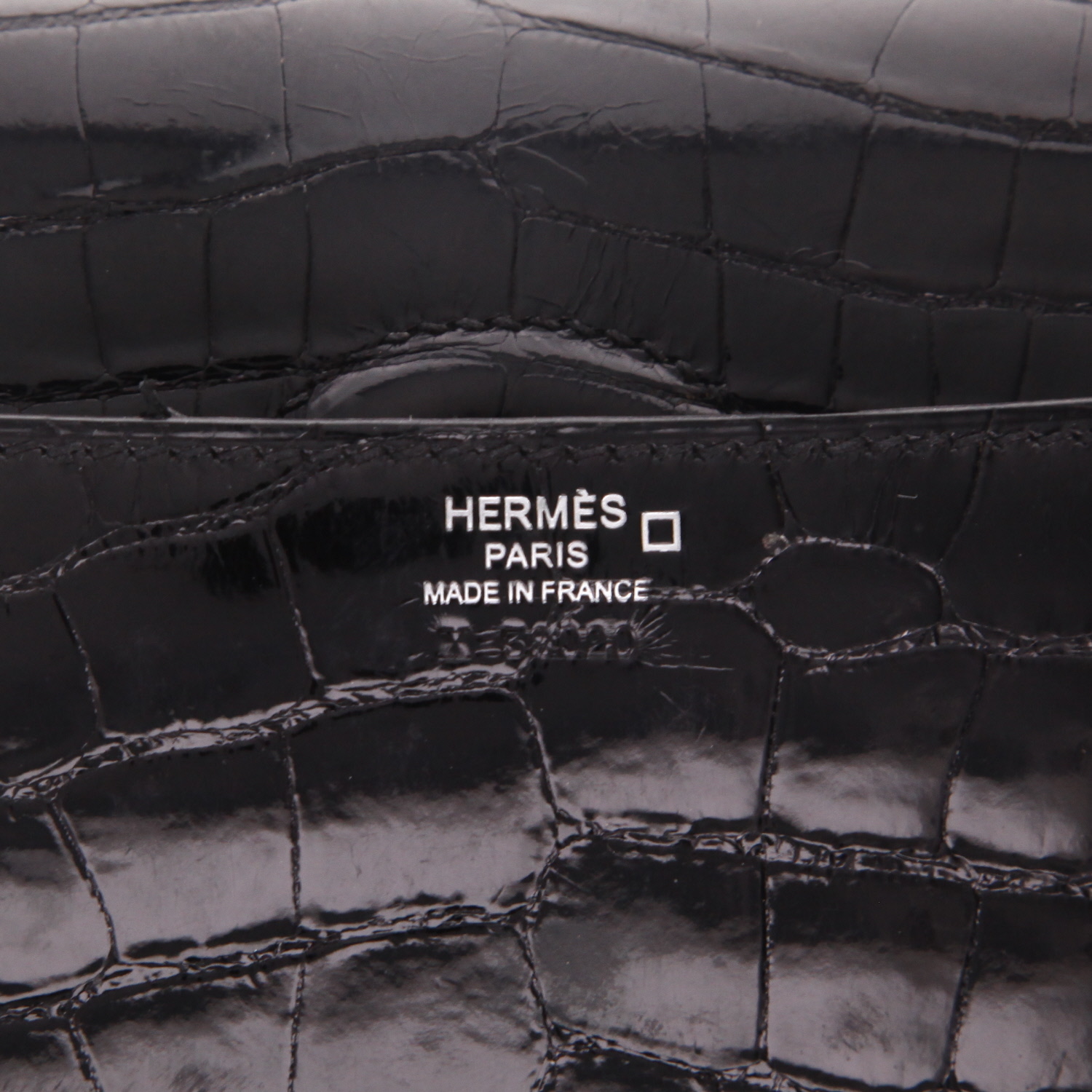 Hermès  Cherche Midi pouch  in black alligator - Detail D2