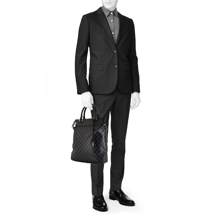 Louis Vuitton Neo Greenwich shoulder bag damier canvas and black leather - Detail D1