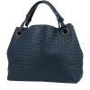 Bottega Veneta   handbag  in blue braided leather - 00pp thumbnail