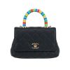 Borsa a tracolla Chanel  Coco Handle mini  in pelle martellata e trapuntata blu - 360 thumbnail