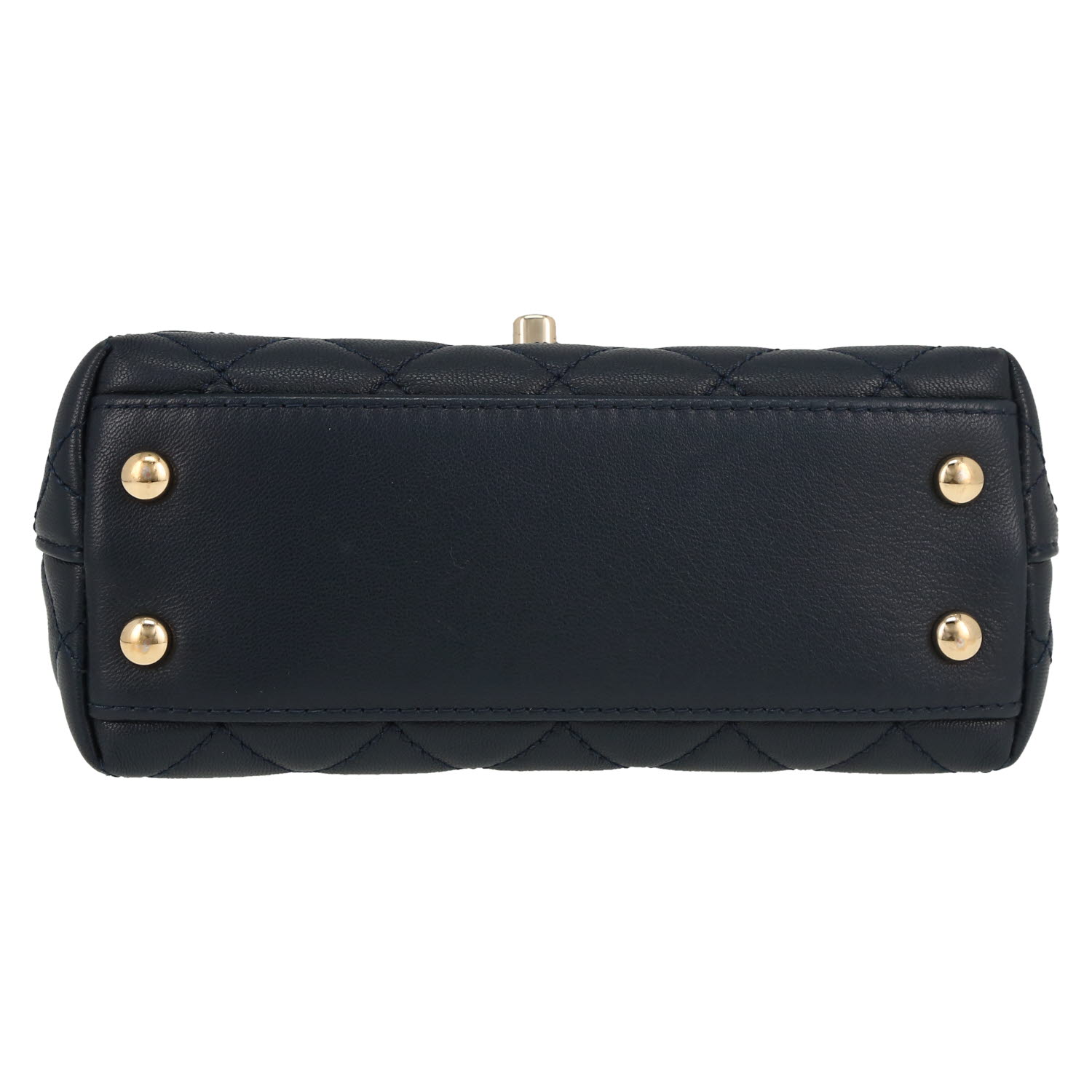 Bolso bandolera Chanel  Coco Handle mini  en cuero granulado acolchado azul - Detail D1