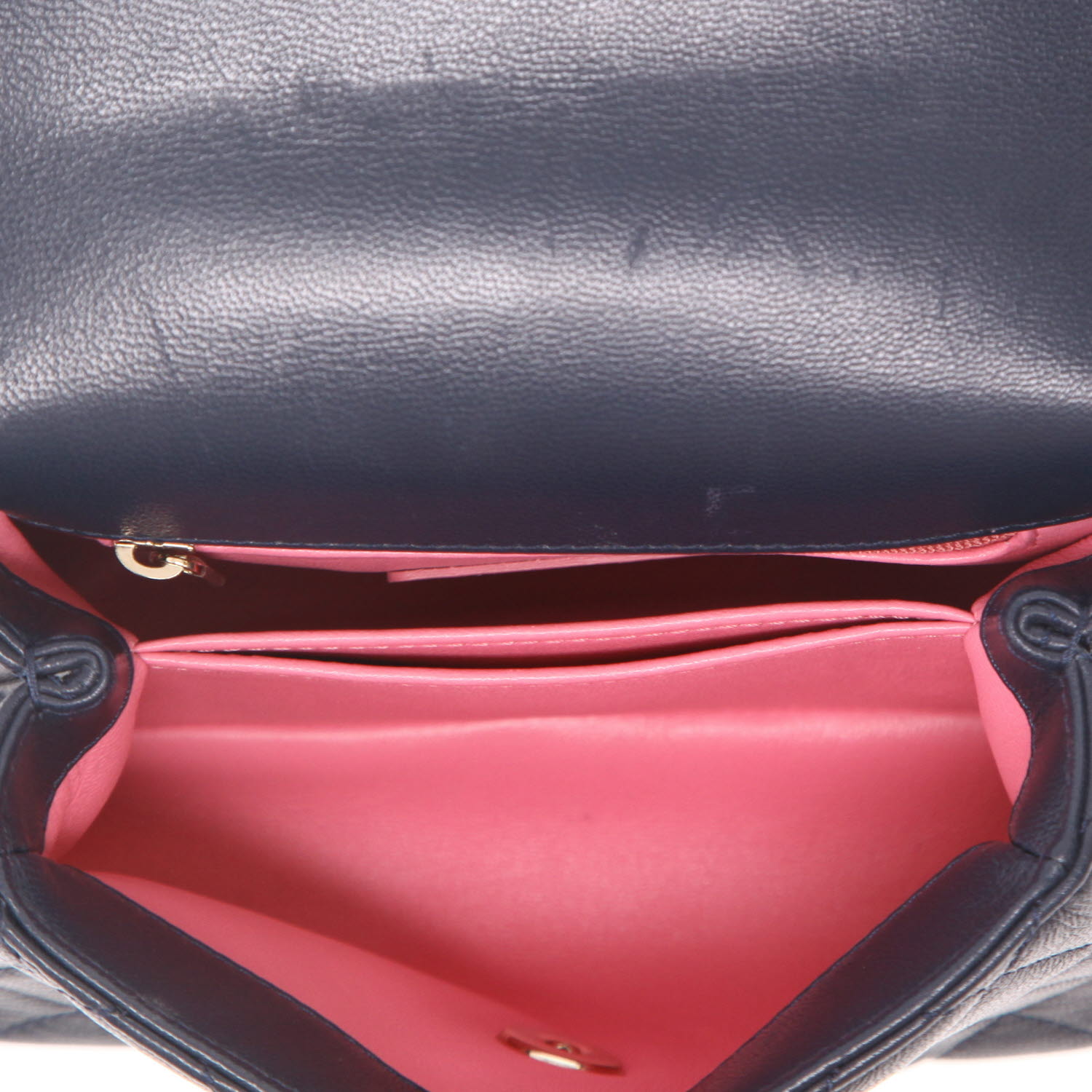 Borsa a tracolla Chanel  Coco Handle mini  in pelle martellata e trapuntata blu - Detail D3