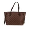Louis Vuitton  Neverfull small model  shopping bag  in ebene damier canvas  and brown leather - 360 thumbnail