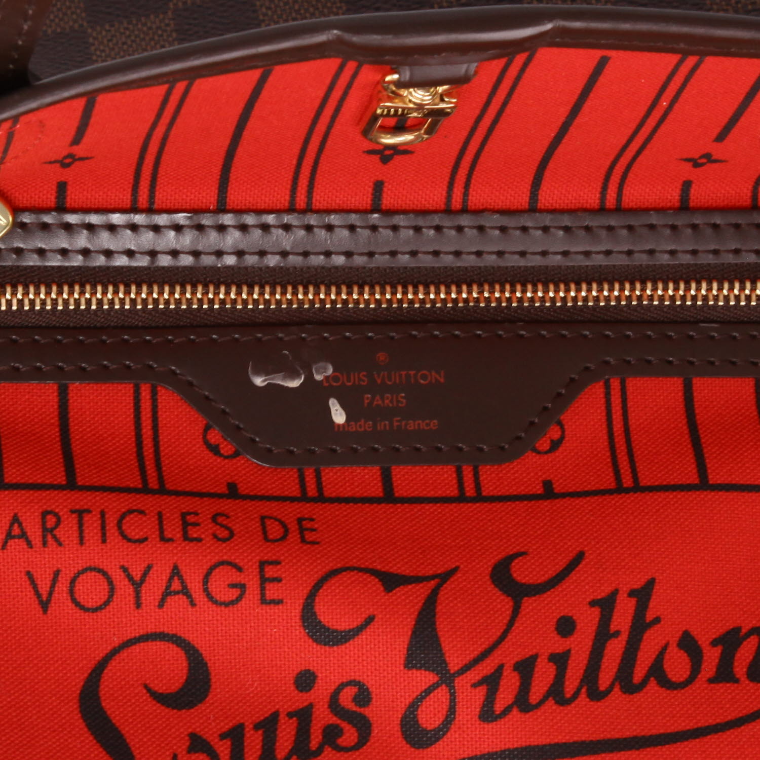 Bolso Cabás Louis Vuitton  Neverfull modelo pequeño  en lona a cuadros ébano y cuero marrón - Detail D2