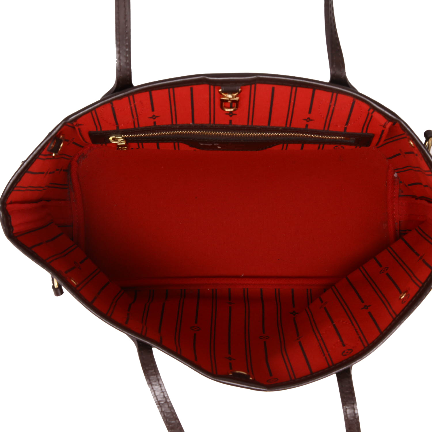 Sac cabas Louis Vuitton  Neverfull petit modèle  en toile damier ébène et cuir marron - Detail D3