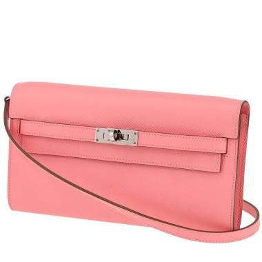 Sac/pochette Hermès  Kelly To Go en cuir epsom Rose Confetti