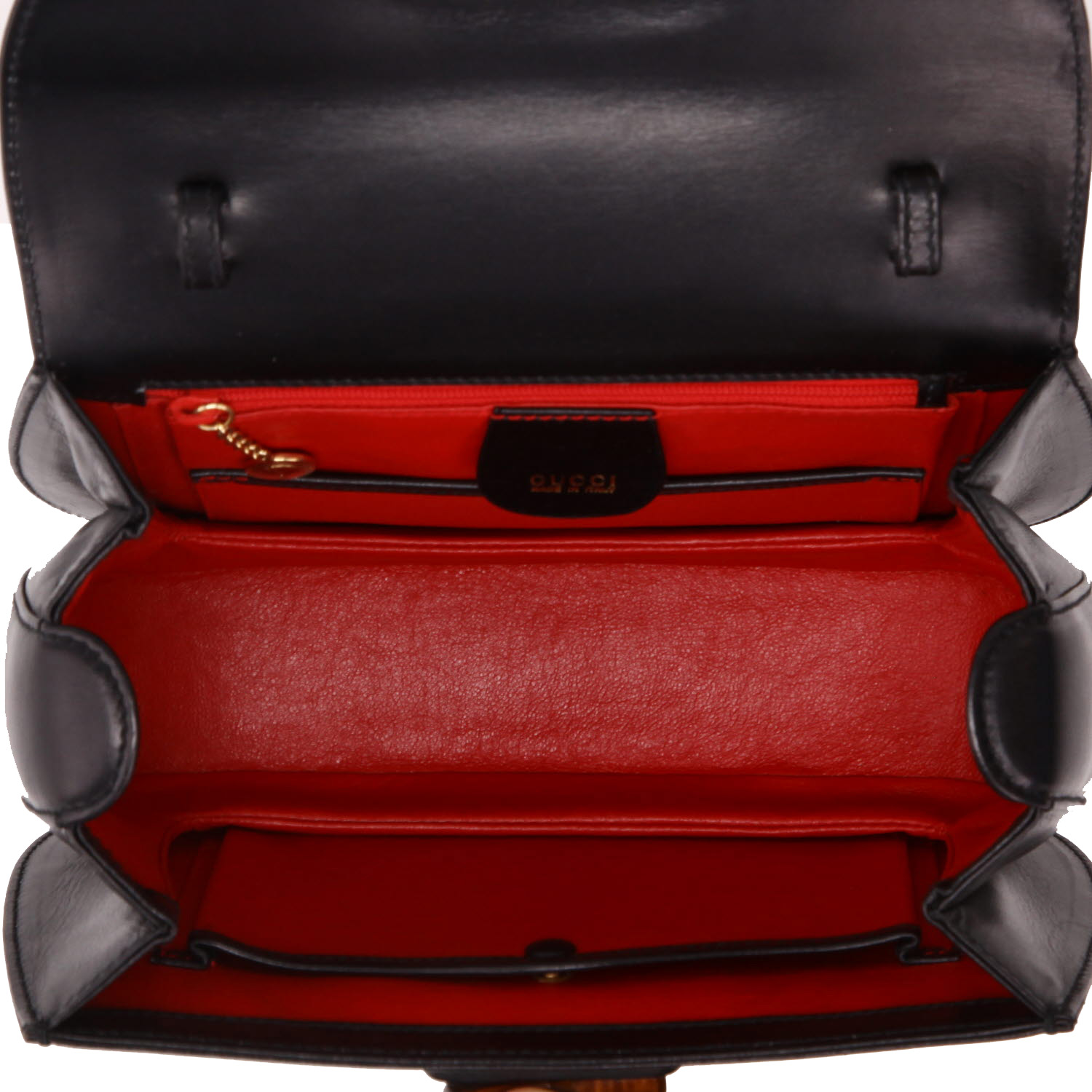 Gucci  Bamboo handbag  in black leather  and bamboo - Detail D3