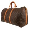 Bolsa de viaje Louis Vuitton  Keepall 50 en lona Monogram marrón y cuero natural - Detail D2 thumbnail