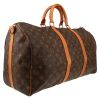 Bolsa de viaje Louis Vuitton  Keepall 50 en lona Monogram marrón y cuero natural - Detail D3 thumbnail
