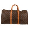 Bolsa de viaje Louis Vuitton  Keepall 50 en lona Monogram marrón y cuero natural - Detail D5 thumbnail