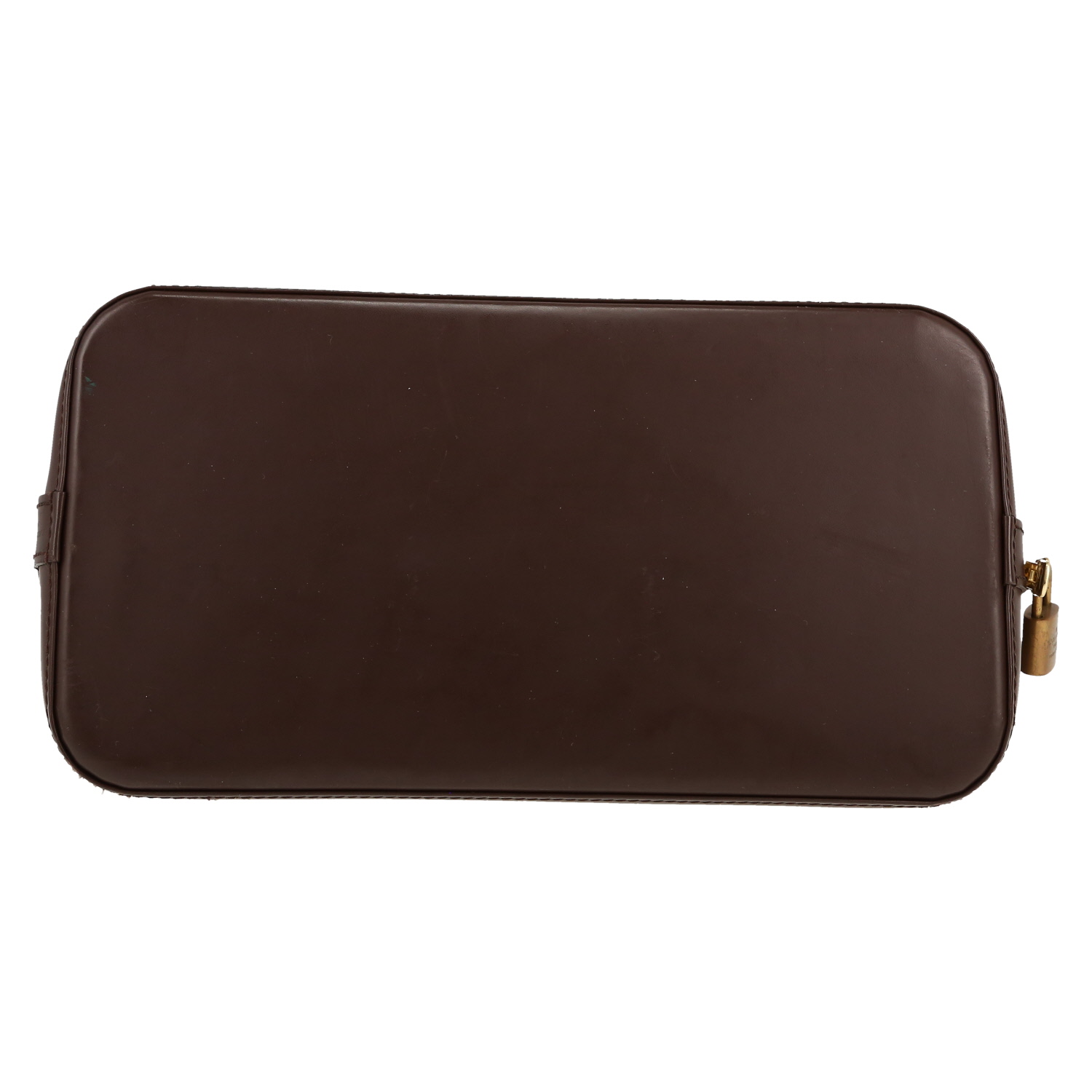 Bolso de mano Louis Vuitton  Alma modelo pequeño  en lona a cuadros ébano y cuero marrón - Detail D1