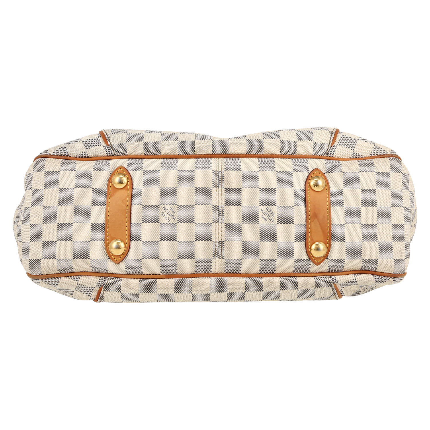 Borsa Louis Vuitton  Galliera in tela a scacchi azzurro e pelle naturale - Detail D1