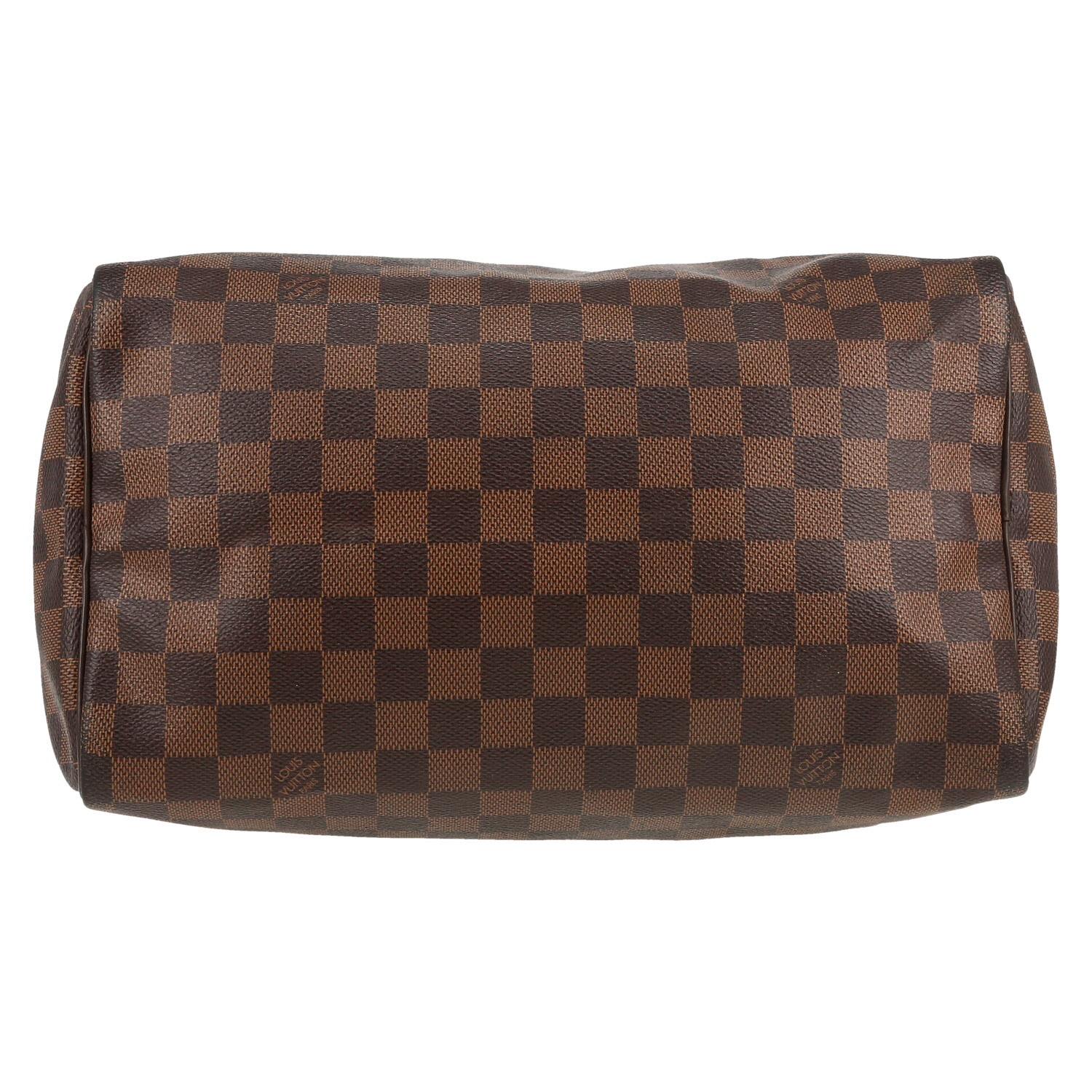 Louis Vuitton  Speedy 30 handbag  in ebene damier canvas  and brown leather - Detail D1