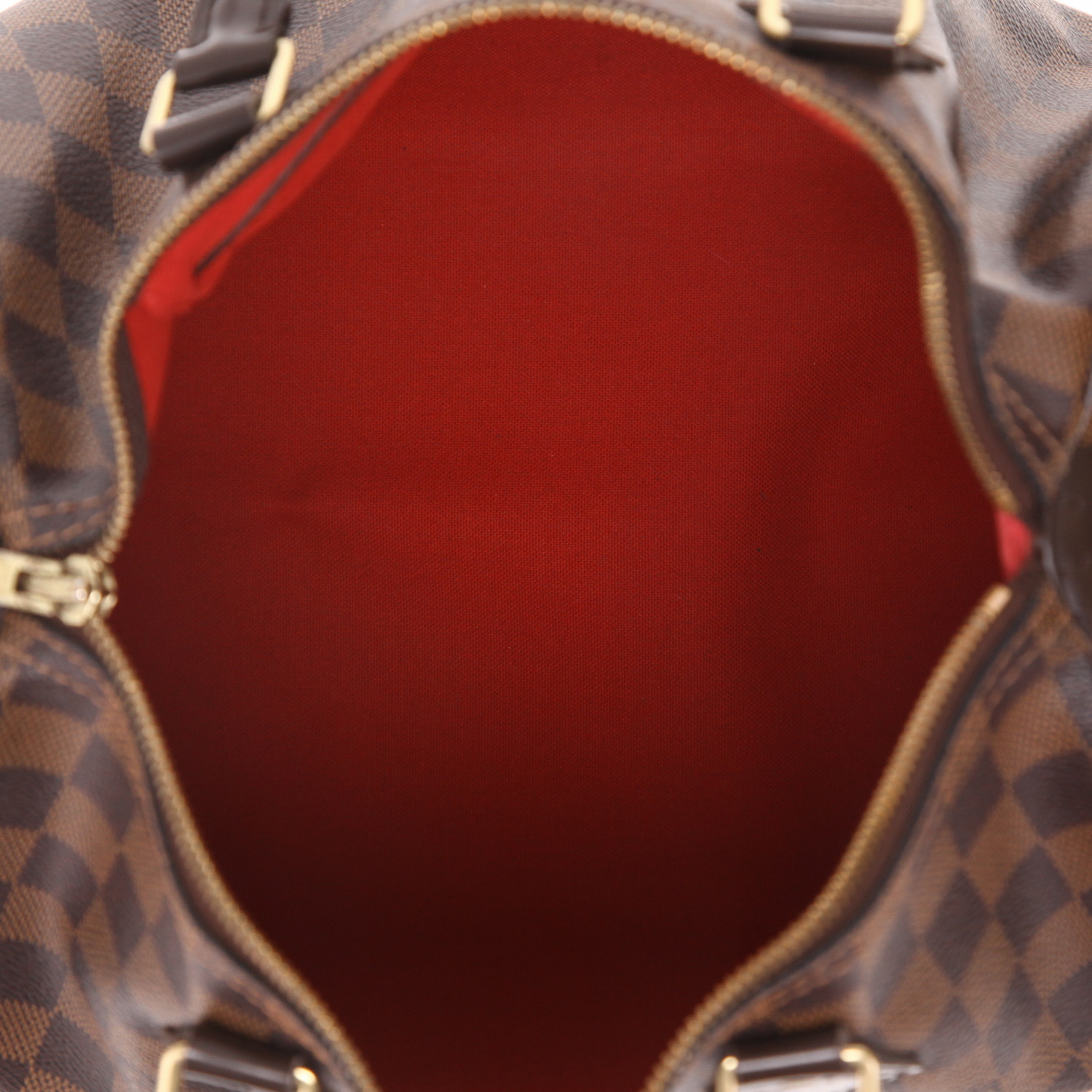 Bolso de mano Louis Vuitton  Speedy 30 en lona a cuadros ébano y cuero marrón - Detail D3