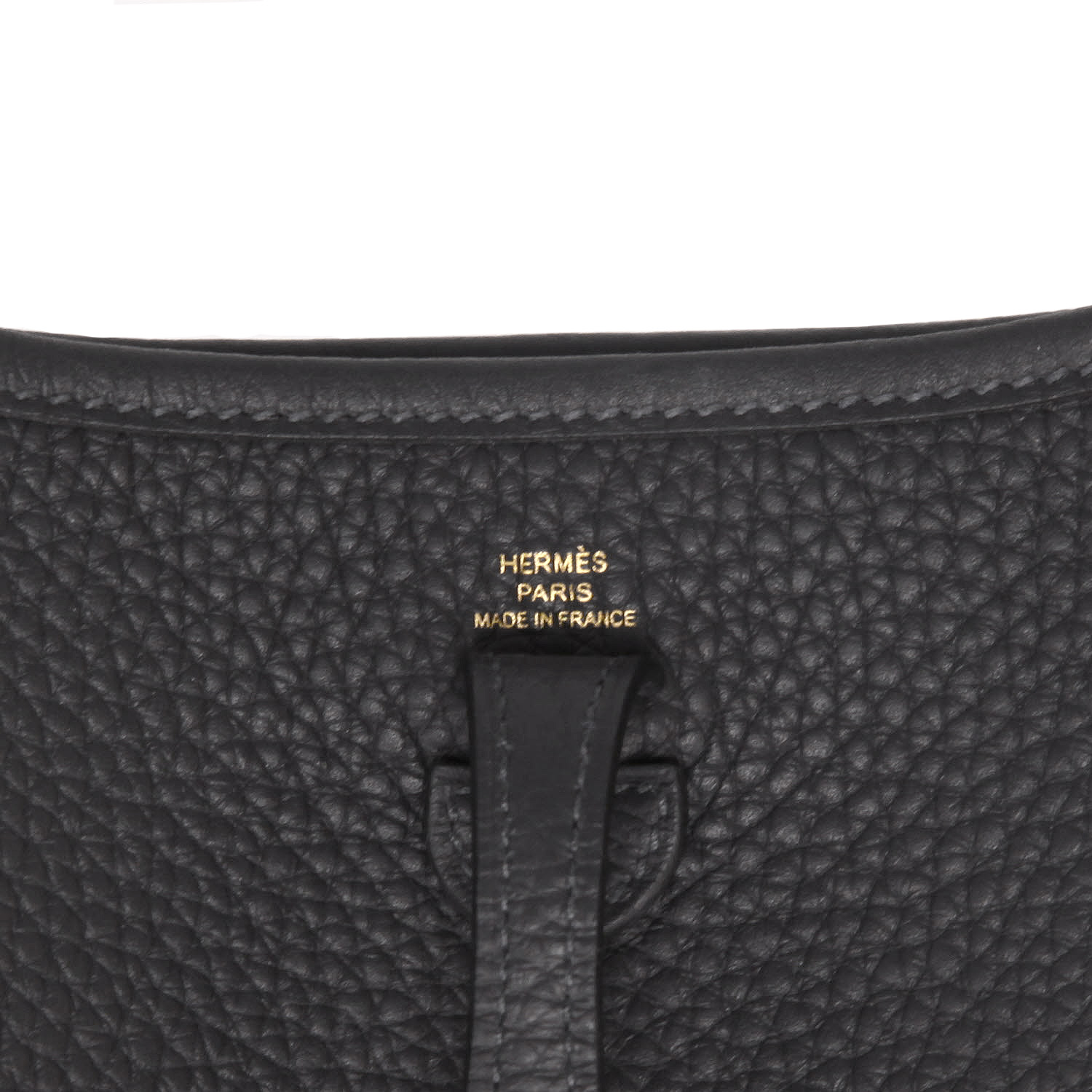 Hermès  Mini Evelyne shoulder bag  in Bleu Caban leather taurillon clémence - Detail D2