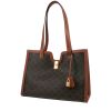 Shopping bag Celine  16 in tela "Triomphe" marrone e pelle marrone - 00pp thumbnail