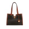 Shopping bag Celine  16 in tela "Triomphe" marrone e pelle marrone - 360 thumbnail