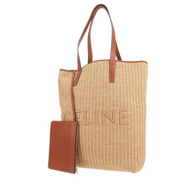 Borsa Celine  Museum in rafia beige e pelle marrone