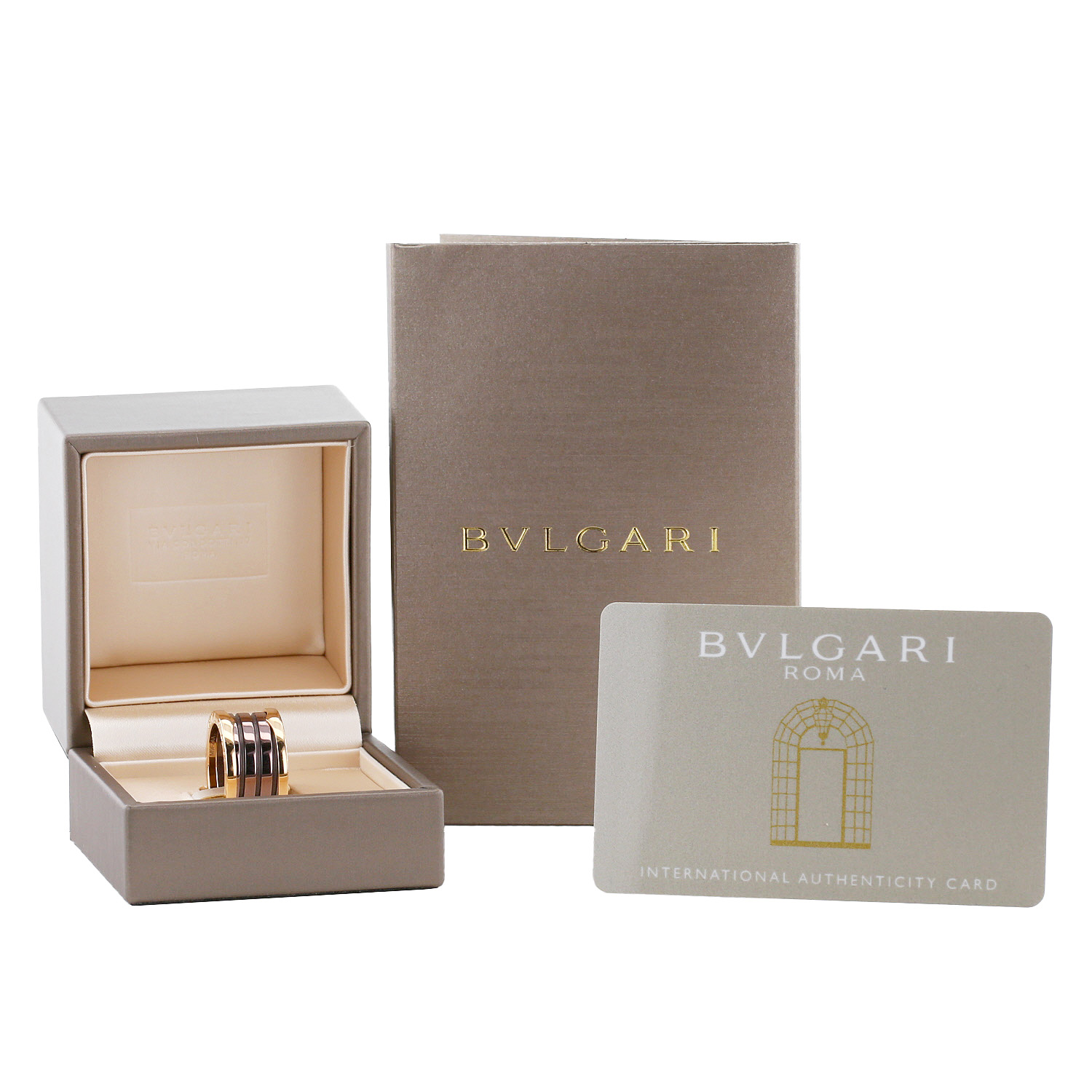 Bulgari Roma large model ring in pink gold and ceramic - Detail D2