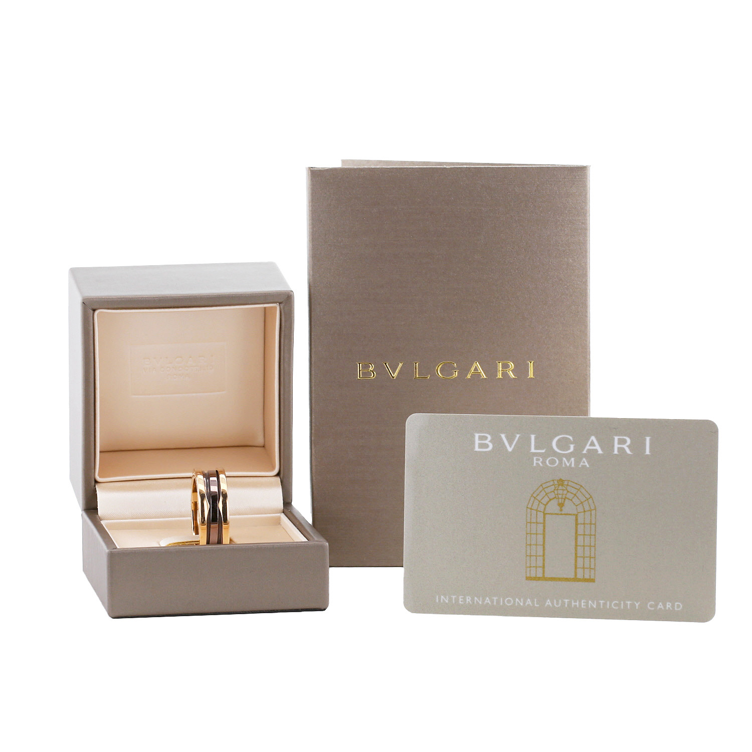 Bulgari Roma small model ring in pink gold and ceramic - Detail D2