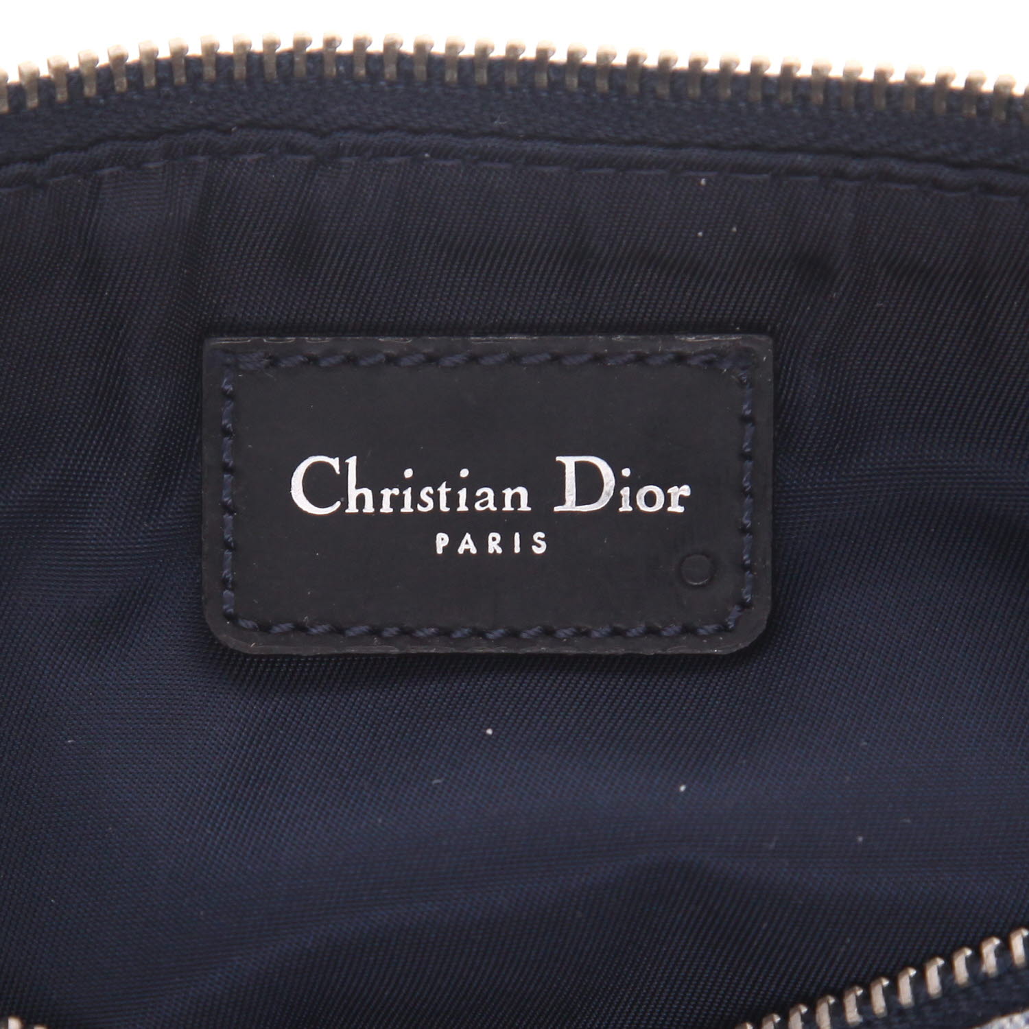 Dior  Saddle handbag  in blue denim canvas  and navy blue leather - Detail D2