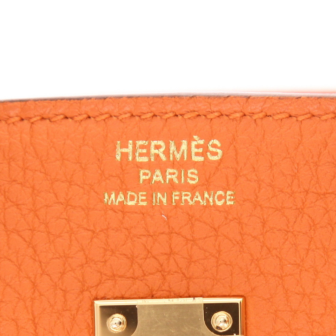 Borsa Hermès  Birkin 25 cm in pelle togo arancione - Detail D2