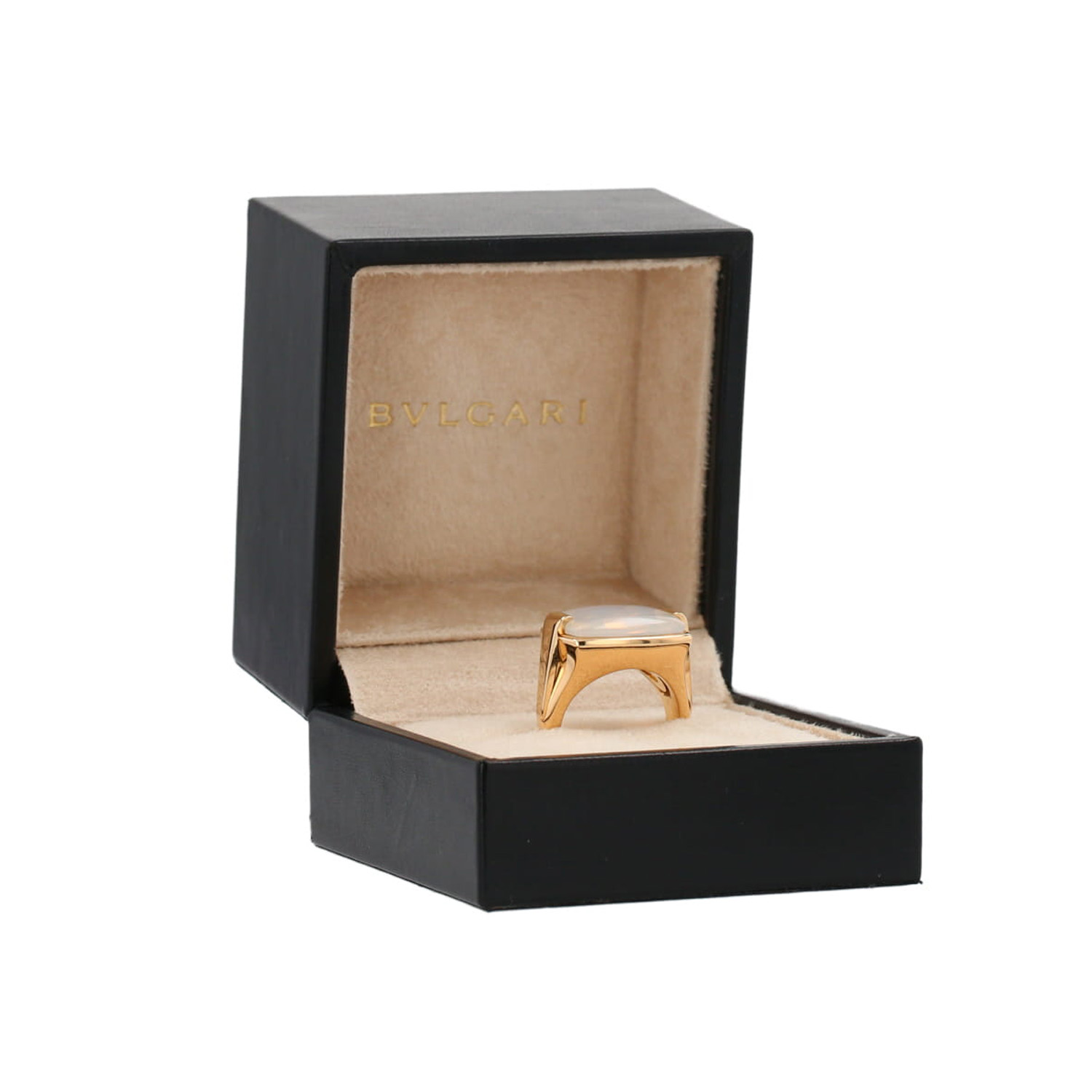 Sortija Bulgari Bulgari Bulgari de oro amarillo y piedra lunar - Detail D2