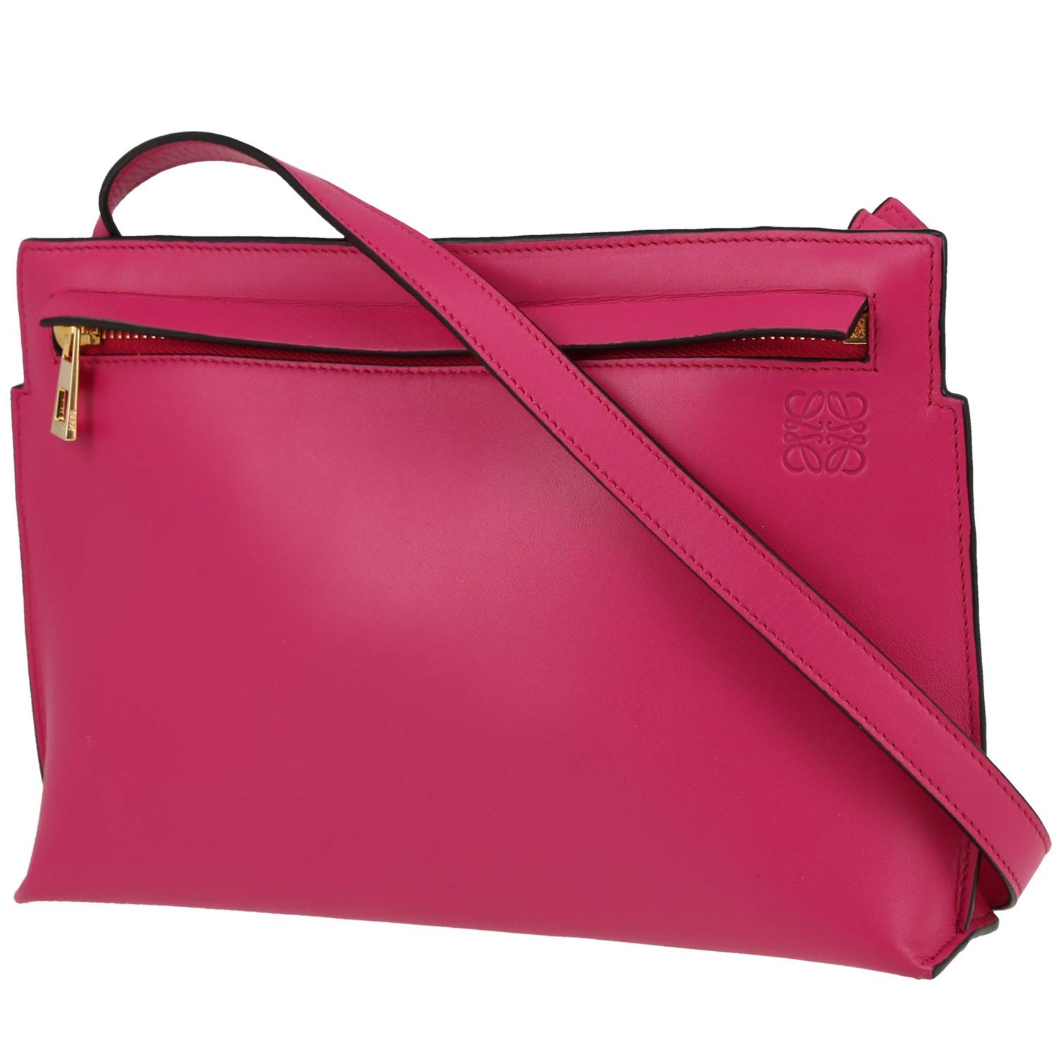 Pocket Shoulder Bag In Pink Leather