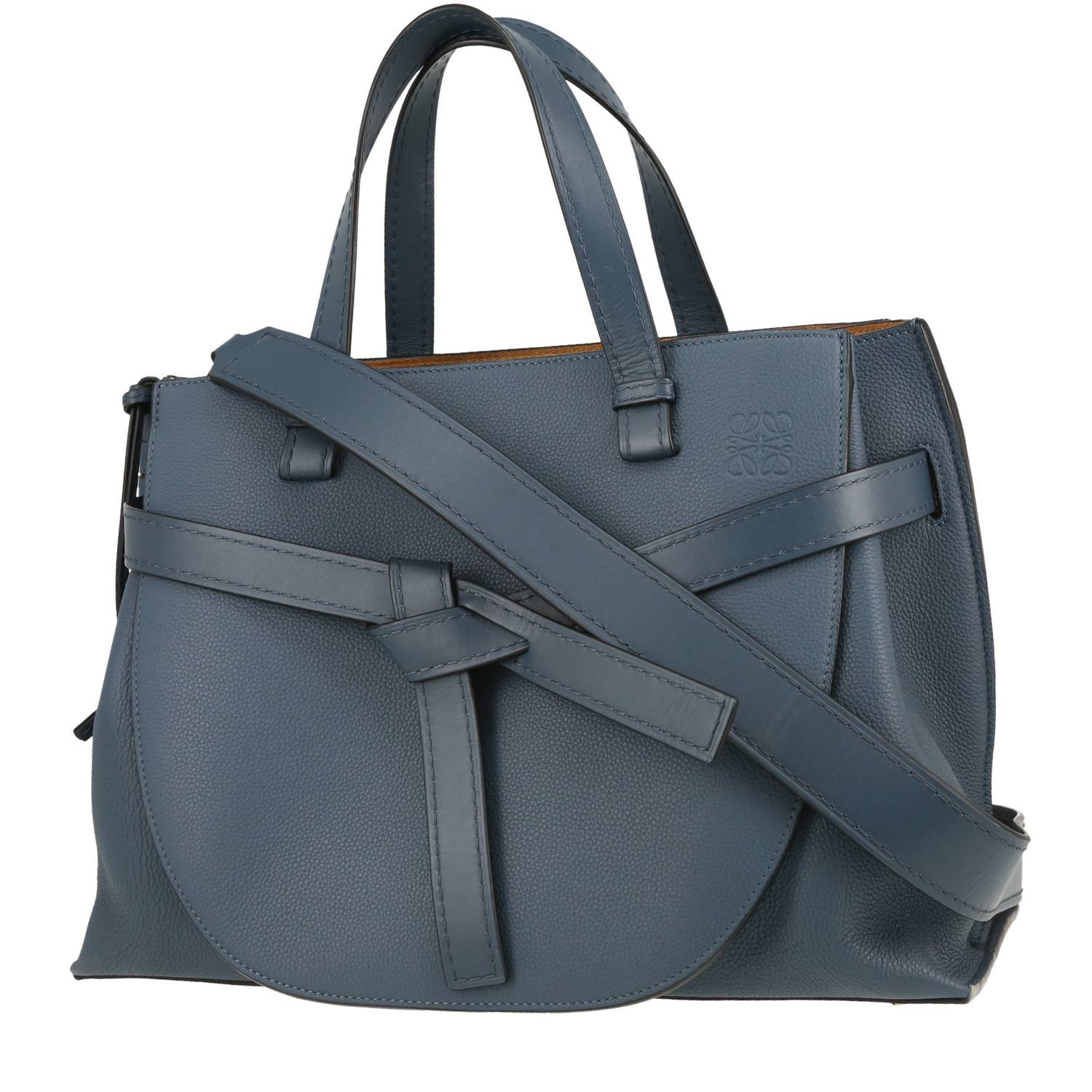 Gate Handbag In Blue Leather