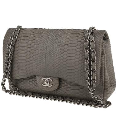 Bolso de mano Chanel  Timeless Jumbo en piel de pitón gris