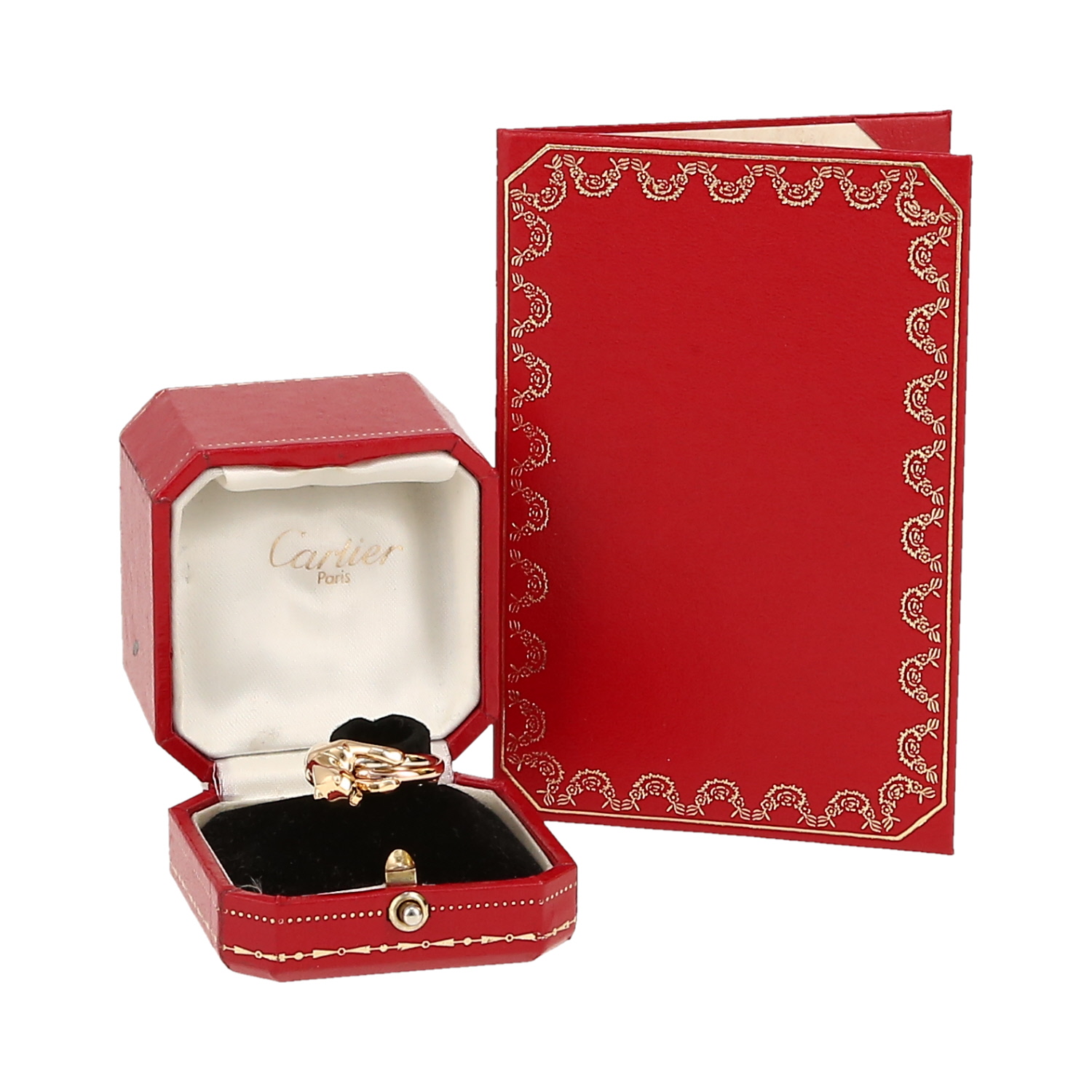 Bague Cartier Antrina en 3 ors, onyx et émeraudes - Detail D2