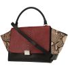 Celine  Trapeze handbag  in red and beige python  and black leather - 00pp thumbnail