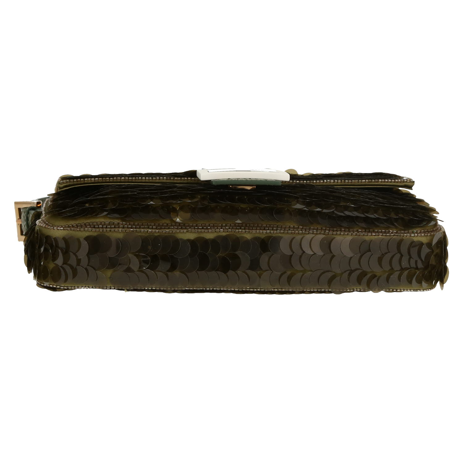 Fendi  Baguette handbag  in khaki paillette  and green leather - Detail D1