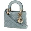 Bolso de mano Dior  Lady Dior mini  en cuero cannage azul claro - 00pp thumbnail