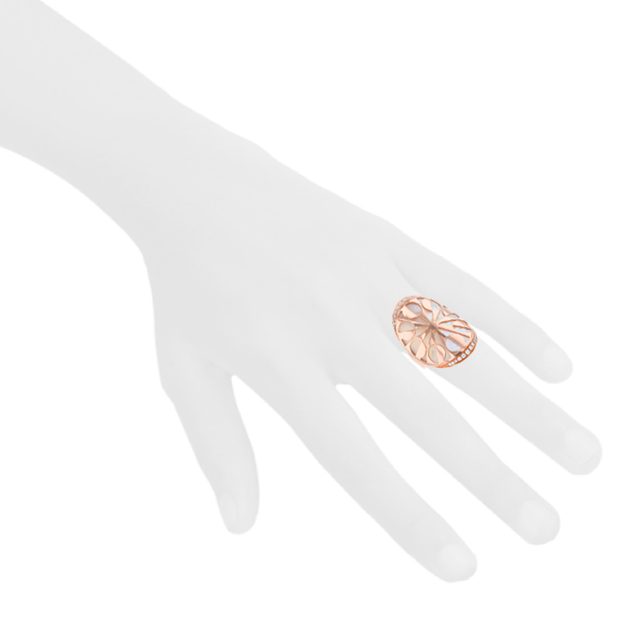 Bague Bulgari Intarsio en or rose, nacre et diamants - Detail D1