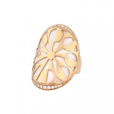 Anello Bulgari Intarsio in oro rosa, madreperla e diamanti