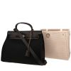 Hermès  Herbag bag worn on the shoulder or carried in the hand  in black canvas  and black leather - 00pp thumbnail