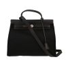 Bolso para llevar al hombro o en la mano Hermès  Herbag en lona negra y cuero negro - 360 thumbnail