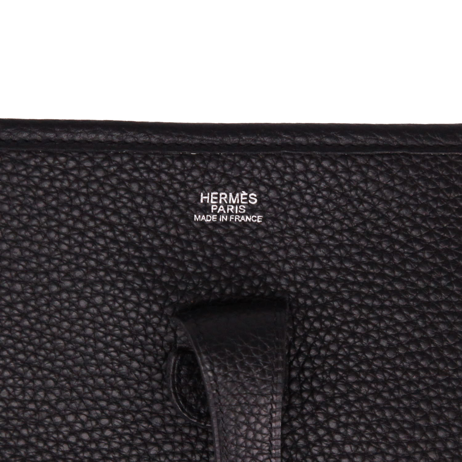 Sac bandoulière Hermès  Evelyne en cuir togo noir - Detail D2
