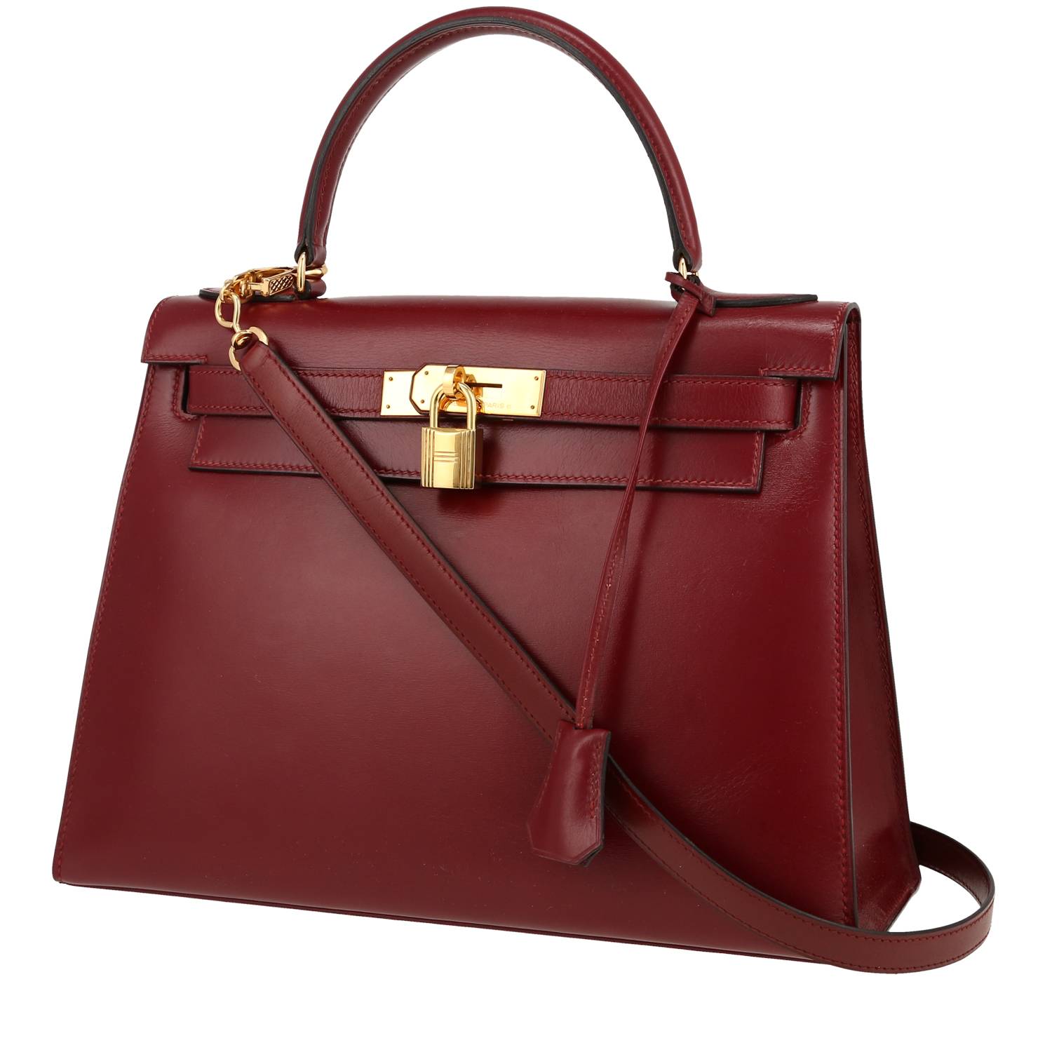 Kelly 28 cm Handbag In H Box Leather