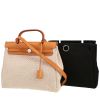 Sac porté épaule ou main Hermès  Herbag en toile beige et vache Hunter naturelle - 00pp thumbnail