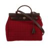 Hermès  Herbag shoulder bag  in red canvas  and brown Hunter cowhide - 360 thumbnail