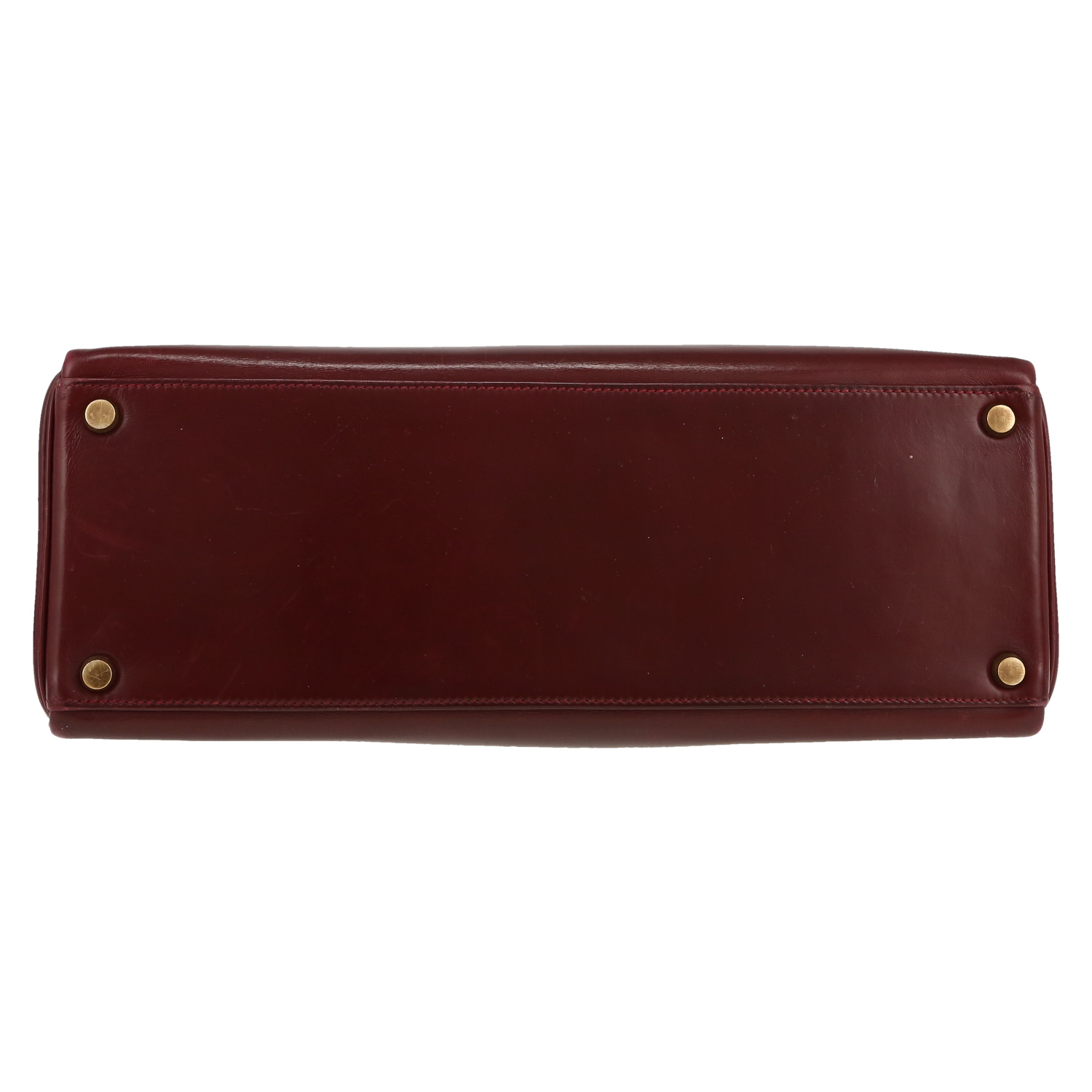 Hermès  Kelly 32 cm handbag  in burgundy box leather - Detail D1
